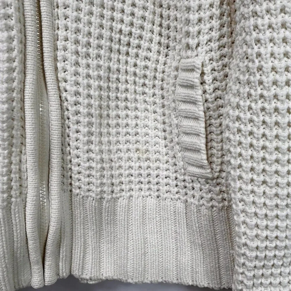 Route 66 Chunky Knit Shawl Collar Full Zip Ivory Cardigan With Pockets Women’s L - Picture 9 of 16